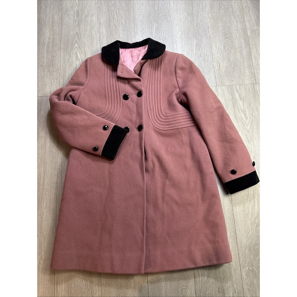 Vintage 1960s Women's Overcoat Trench Pink Blush Saks Fifth Ave Kiss Bonded Wool